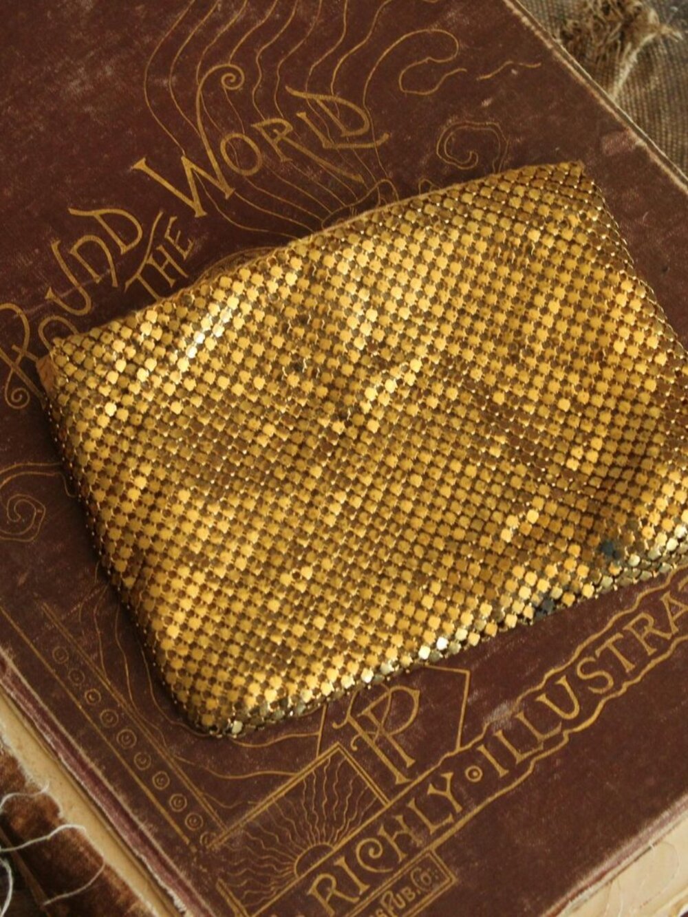 Vintage 1930s 1940s Clutch Purse, Gold Mesh Evening Bag, Art Deco, Possible Whit